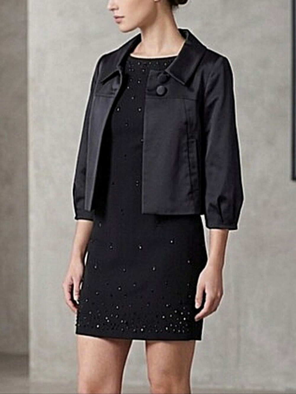 H&M Cropped Cocktail Jacket Evening Date-night / Sz 6 / Black